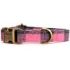 imagePersonalized Dog Collar with Name and Phone Number EngravedAdjustable Custom Puppy CollarOrganic Cotton Pet Collar for Small Medium Large Boy Girl DogsPlaid Pink