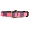 imagePersonalized Dog Collar with Name and Phone Number EngravedAdjustable Custom Puppy CollarOrganic Cotton Pet Collar for Small Medium Large Boy Girl DogsPlaid Pink