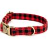 imagePersonalized Dog Collar with Name and Phone Number EngravedAdjustable Custom Puppy CollarOrganic Cotton Pet Collar for Small Medium Large Boy Girl DogsBuffalo Plaid Red