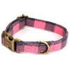imagePersonalized Dog Collar with Name and Phone Number EngravedAdjustable Custom Puppy CollarOrganic Cotton Pet Collar for Small Medium Large Boy Girl DogsPlaid Pink