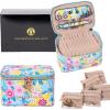 imageAngelinas Palace Jewelry Organizer Case Bridesmaid Gifts Travel Bag Vegan Leather Box for Necklace Earring Bracelet Ringblossom pinkBlossom blue