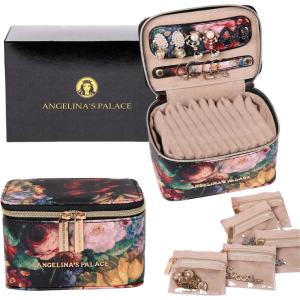 imageAngelinas Palace Jewelry Organizer Case Bridesmaid Gifts Travel Bag Vegan Leather Box for Necklace Earring Bracelet Ringblossom pinkBlossom victorian