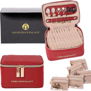 imageAngelinas Palace Jewelry Organizer Case Bridesmaid Gifts Travel Bag Vegan Leather Box for Necklace Earring Bracelet Ringblossom pinkbrandy