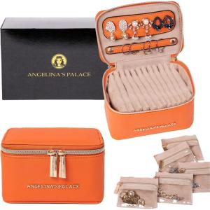 imageAngelinas Palace Jewelry Organizer Case Bridesmaid Gifts Travel Bag Vegan Leather Box for Necklace Earring Bracelet Ringblossom pinklight terracotta