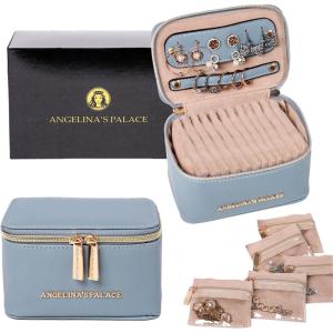 imageAngelinas Palace Jewelry Organizer Case Bridesmaid Gifts Travel Bag Vegan Leather Box for Necklace Earring Bracelet Ringblossom pinkpearl blue