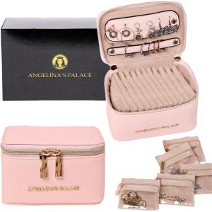 imageAngelinas Palace Jewelry Organizer Case Bridesmaid Gifts Travel Bag Vegan Leather Box for Necklace Earring Bracelet Ringblossom pinksoft pink