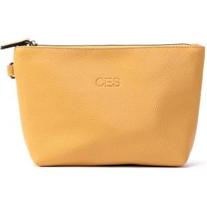 imageAngelinas Palace Personalized Makeup BagEmbossed Name Vegan Leather Cosmetic BagDurable Zipper Waterproof Travel Toiletry BagCanary Yellow