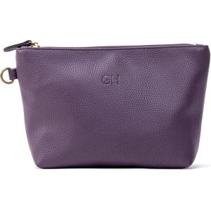 imageAngelinas Palace Personalized Makeup BagEmbossed Name Vegan Leather Cosmetic BagDurable Zipper Waterproof Travel Toiletry BagGrape Purple