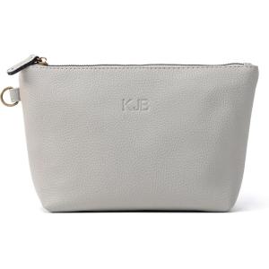 imageAngelinas Palace Personalized Makeup BagEmbossed Name Vegan Leather Cosmetic BagDurable Zipper Waterproof Travel Toiletry BagPearl Grey
