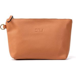 imageAngelinas Palace Personalized Makeup BagEmbossed Name Vegan Leather Cosmetic BagDurable Zipper Waterproof Travel Toiletry BagSaddle