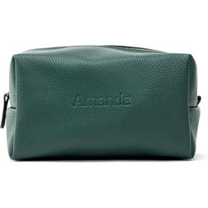 imageAngelinas Palace Personalized Makeup BagWaterproof Vegan Leather Toiletry BagEmbossed Name Cosmetic Bag for Birthday Bridesmaids Wedding GiftForest Green