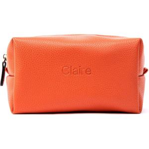 imageAngelinas Palace Personalized Makeup BagWaterproof Vegan Leather Toiletry BagEmbossed Name Cosmetic Bag for Birthday Bridesmaids Wedding GiftPumpkin Orange