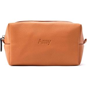 imageAngelinas Palace Personalized Makeup BagWaterproof Vegan Leather Toiletry BagEmbossed Name Cosmetic Bag for Birthday Bridesmaids Wedding GiftSaddle