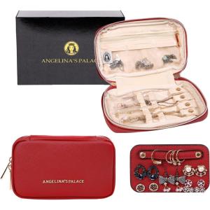 imageAngelinas Palace Small Waterproof Jewelry Organizer Case Vegan Leather Travel Storage Bag Bridesmaid Gifts for Necklace Earring Bracelet Ringchampagnebrandy