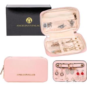 imageAngelinas Palace Small Waterproof Jewelry Organizer Case Vegan Leather Travel Storage Bag Bridesmaid Gifts for Necklace Earring Bracelet Ringchampagnesoft pink