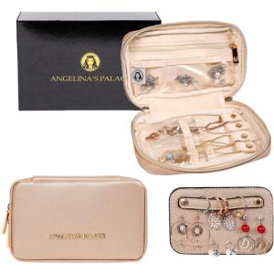 imageAngelinas Palace Small Waterproof Jewelry Organizer Case Vegan Leather Travel Storage Bag Bridesmaid Gifts for Necklace Earring Bracelet Ringchampagnechampagne