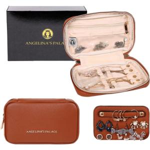 imageAngelinas Palace Small Waterproof Jewelry Organizer Case Vegan Leather Travel Storage Bag Bridesmaid Gifts for Necklace Earring Bracelet Ringchampagnebran