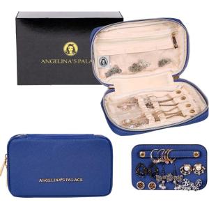 imageAngelinas Palace Small Waterproof Jewelry Organizer Case Vegan Leather Travel Storage Bag Bridesmaid Gifts for Necklace Earring Bracelet Ringchampagnedark chambray