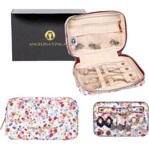 imageAngelinas Palace Small Waterproof Jewelry Organizer Case Vegan Leather Travel Storage Bag Bridesmaid Gifts for Necklace Earring Bracelet Ringchampagneblossom wine