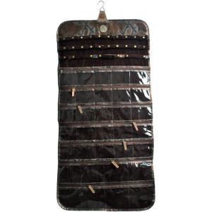 imageAngelinas Palace Tenby Jewelry Double Side Hanger Organizer Hook Hanging Closet Jewelry Storage Roll 24 Earring Ring Bars 28 Bracelet Pouches Watches Pocket 40 Necklaces LoopsAP GreenBrown Snakeskin