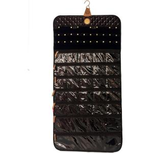 imageAngelinas Palace Tenby Jewelry Double Side Hanger Organizer Hook Hanging Closet Jewelry Storage Roll 24 Earring Ring Bars 28 Bracelet Pouches Watches Pocket 40 Necklaces LoopsAP GreenDiamond Black