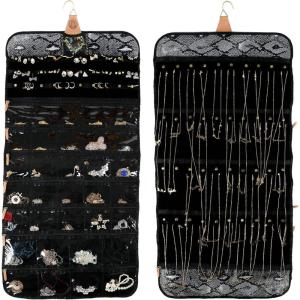 imageAngelinas Palace Tenby Jewelry Double Side Hanger Organizer Hook Hanging Closet Jewelry Storage Roll 24 Earring Ring Bars 28 Bracelet Pouches Watches Pocket 40 Necklaces LoopsAP GreenHeart