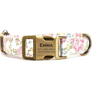 imagePersonalized Dog Collar with Name and Phone Number EngravedAdjustable Custom Puppy CollarOrganic Cotton Pet Collar for Small Medium Large Boy Girl DogsVintage Rose Pink