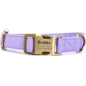 imagePersonalized Dog Collar with Name and Phone Number EngravedAdjustable Custom Puppy CollarOrganic Cotton Pet Collar for Small Medium Large Boy Girl DogsLavender
