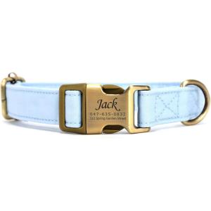 imagePersonalized Dog Collar with Name and Phone Number EngravedAdjustable Custom Puppy CollarOrganic Cotton Pet Collar for Small Medium Large Boy Girl DogsBlue
