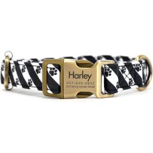 imagePersonalized Dog Collar with Name and Phone Number EngravedAdjustable Custom Puppy CollarOrganic Cotton Pet Collar for Small Medium Large Boy Girl DogsPuppy Paws