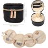 imageAngelinas Palace Round Jewelry Organizer Case Travel Bag Bridesmaid Gifts Vegan Leather Box for Necklace Earring Bracelet RingBlackBlack