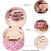 imageAngelinas Palace Round Jewelry Organizer Case Travel Bag Bridesmaid Gifts Vegan Leather Box for Necklace Earring Bracelet RingBlackBlossom pink