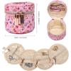 imageAngelinas Palace Round Jewelry Organizer Case Travel Bag Bridesmaid Gifts Vegan Leather Box for Necklace Earring Bracelet RingBlackBlossom pink