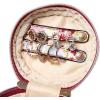 imageAngelinas Palace Round Jewelry Organizer Case Travel Bag Bridesmaid Gifts Vegan Leather Box for Necklace Earring Bracelet RingBlackBlossom wine