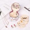 imageAngelinas Palace Round Jewelry Organizer Case Travel Bag Bridesmaid Gifts Vegan Leather Box for Necklace Earring Bracelet RingBlackBlossom wine