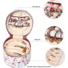 imageAngelinas Palace Round Jewelry Organizer Case Travel Bag Bridesmaid Gifts Vegan Leather Box for Necklace Earring Bracelet RingBlackBlossom wine