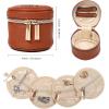 imageAngelinas Palace Round Jewelry Organizer Case Travel Bag Bridesmaid Gifts Vegan Leather Box for Necklace Earring Bracelet RingBlackBran