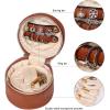 imageAngelinas Palace Round Jewelry Organizer Case Travel Bag Bridesmaid Gifts Vegan Leather Box for Necklace Earring Bracelet RingBlackBran