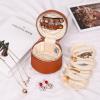 imageAngelinas Palace Round Jewelry Organizer Case Travel Bag Bridesmaid Gifts Vegan Leather Box for Necklace Earring Bracelet RingBlackBran