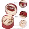 imageAngelinas Palace Round Jewelry Organizer Case Travel Bag Bridesmaid Gifts Vegan Leather Box for Necklace Earring Bracelet RingBlackBrandy