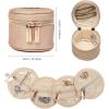 imageAngelinas Palace Round Jewelry Organizer Case Travel Bag Bridesmaid Gifts Vegan Leather Box for Necklace Earring Bracelet RingBlackChampagne