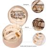 imageAngelinas Palace Round Jewelry Organizer Case Travel Bag Bridesmaid Gifts Vegan Leather Box for Necklace Earring Bracelet RingBlackChampagne