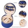imageAngelinas Palace Round Jewelry Organizer Case Travel Bag Bridesmaid Gifts Vegan Leather Box for Necklace Earring Bracelet RingBlackDark chambray