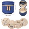 imageAngelinas Palace Round Jewelry Organizer Case Travel Bag Bridesmaid Gifts Vegan Leather Box for Necklace Earring Bracelet RingBlackDark chambray