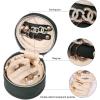 imageAngelinas Palace Round Jewelry Organizer Case Travel Bag Bridesmaid Gifts Vegan Leather Box for Necklace Earring Bracelet RingBlackDeep evergreen