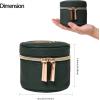imageAngelinas Palace Round Jewelry Organizer Case Travel Bag Bridesmaid Gifts Vegan Leather Box for Necklace Earring Bracelet RingBlackDeep evergreen