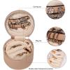 imageAngelinas Palace Round Jewelry Organizer Case Travel Bag Bridesmaid Gifts Vegan Leather Box for Necklace Earring Bracelet RingBlackLight fawn