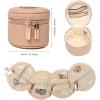 imageAngelinas Palace Round Jewelry Organizer Case Travel Bag Bridesmaid Gifts Vegan Leather Box for Necklace Earring Bracelet RingBlackLight fawn