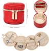 imageAngelinas Palace Round Jewelry Organizer Case Travel Bag Bridesmaid Gifts Vegan Leather Box for Necklace Earring Bracelet RingBlackLight red