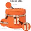 imageAngelinas Palace Round Jewelry Organizer Case Travel Bag Bridesmaid Gifts Vegan Leather Box for Necklace Earring Bracelet RingBlackLight terracotta